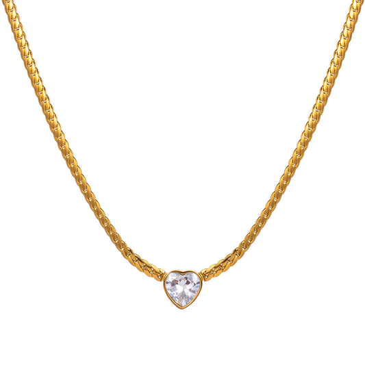 Romantic Double Hearts Pendant in 18K Gold Plated Steel