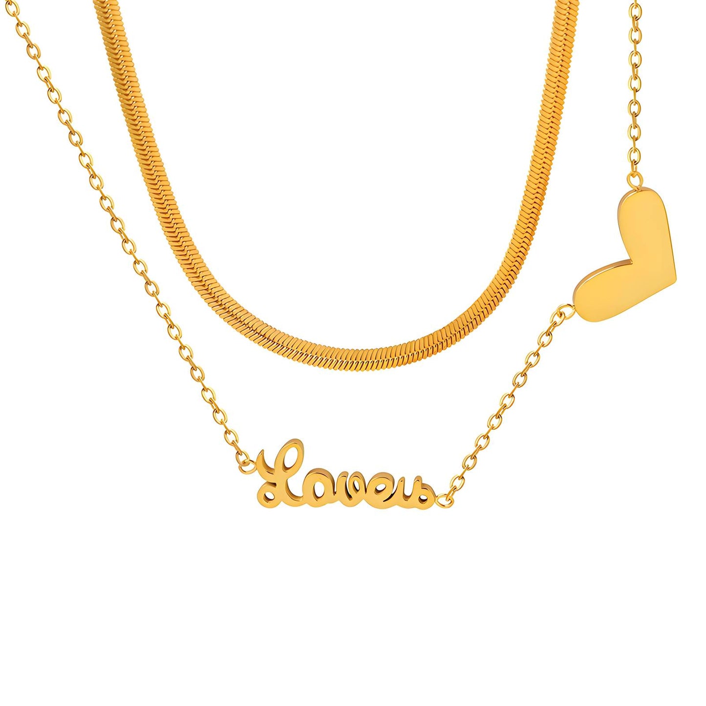 Delicate Heart Charm Necklace in 18K Gold Plated Steel