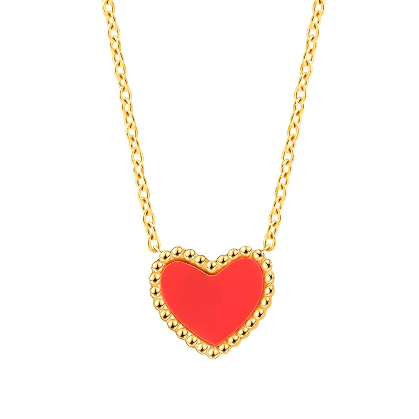 Romantic Double Hearts Necklace in 18K Gold Plated Steel