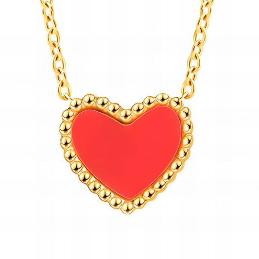 Romantic Double Hearts Necklace in 18K Gold Plated Steel