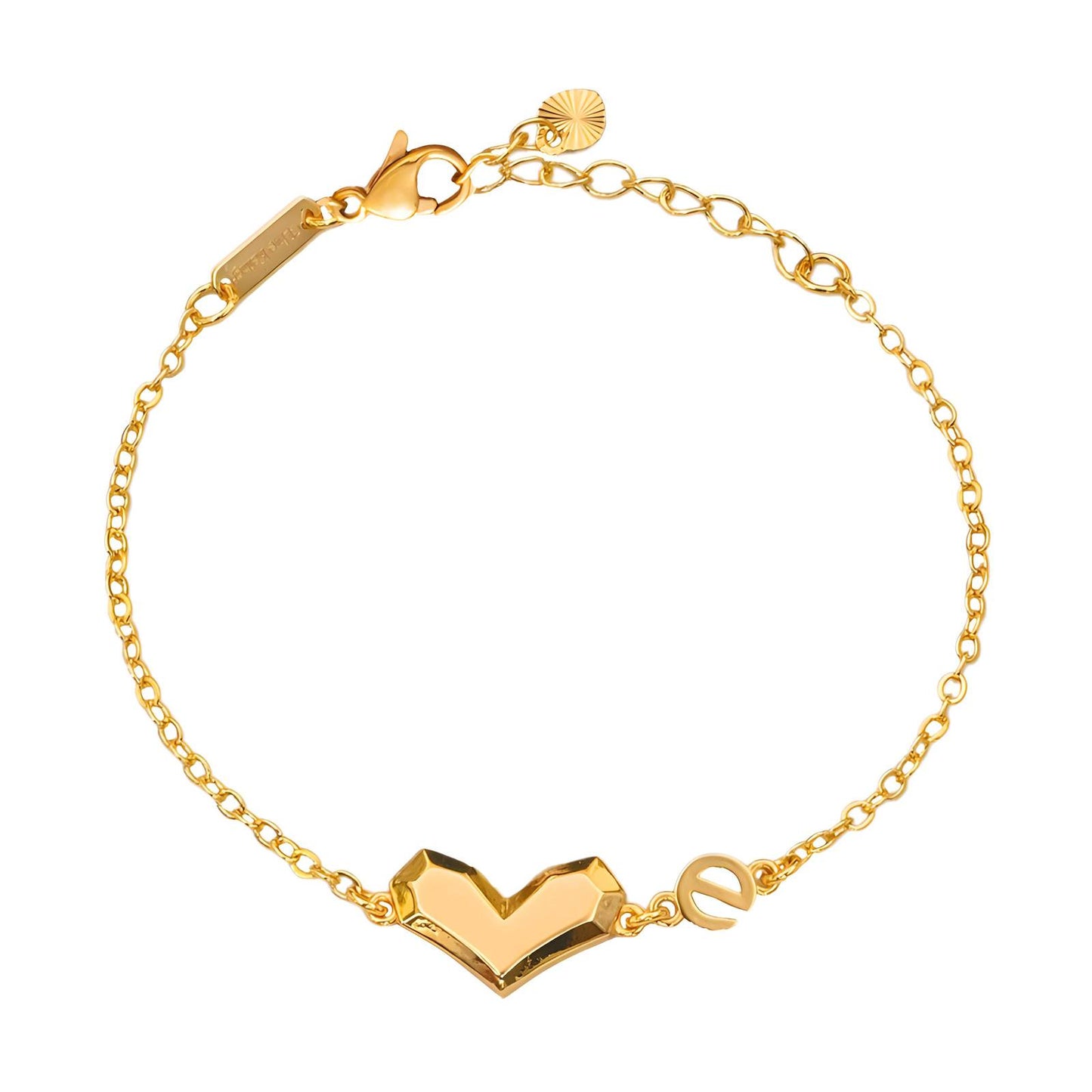 Romantic Heart Chain Bracelet in 18K Gold Plated Steel