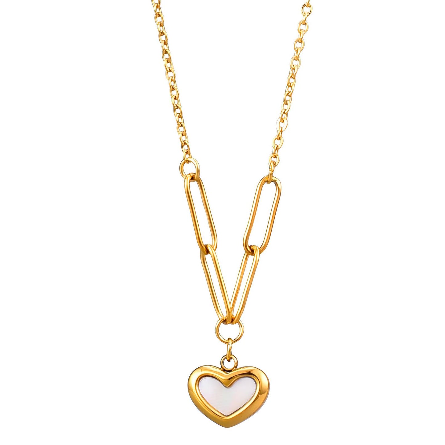 Romantic Double Hearts Pendant in 18K Gold Plated Steel