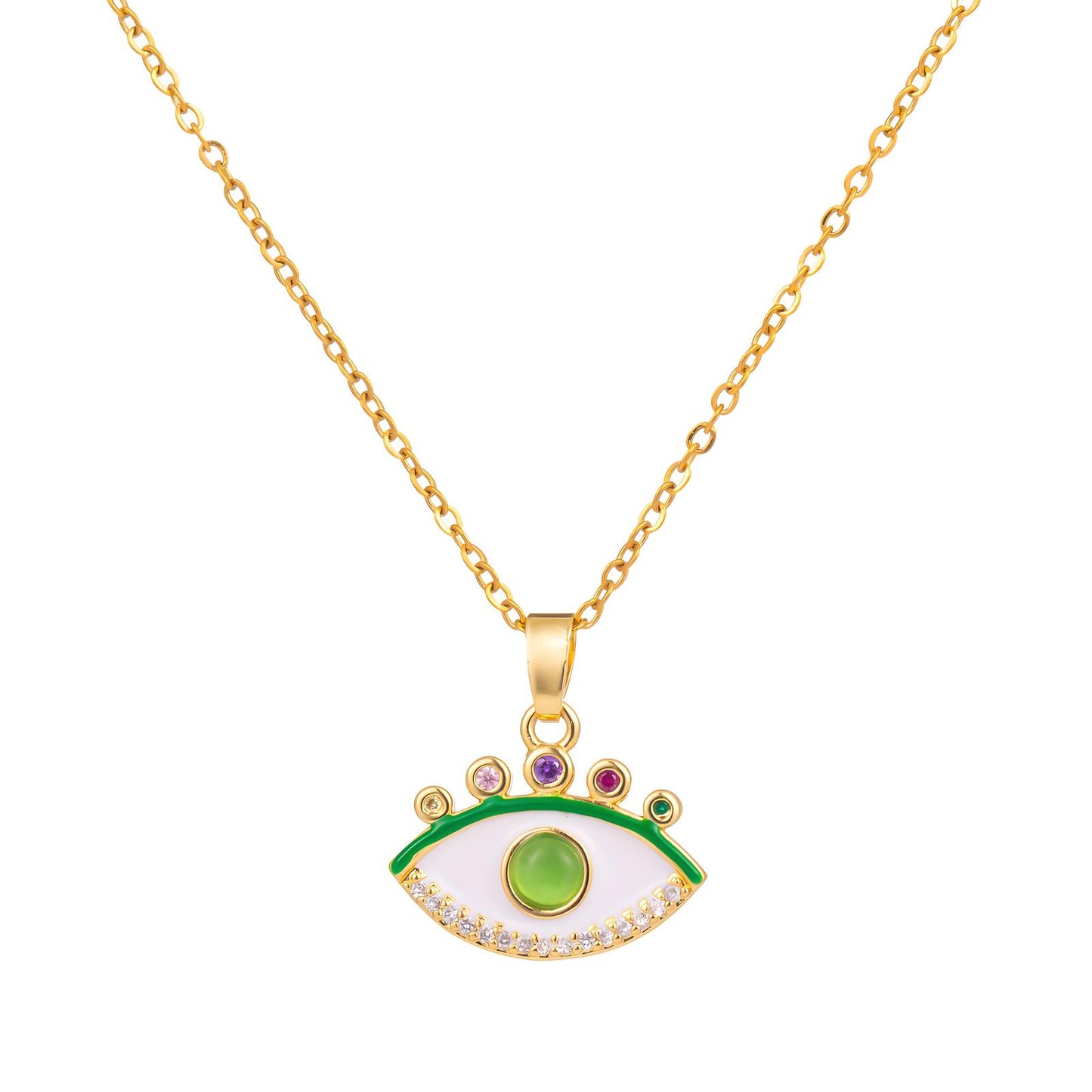 Protection Evil Eye Pendant in 18K Gold Plated Steel