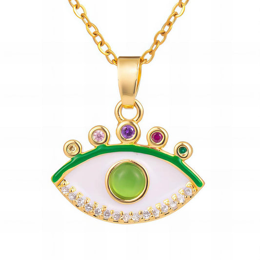 Protection Evil Eye Pendant in 18K Gold Plated Steel