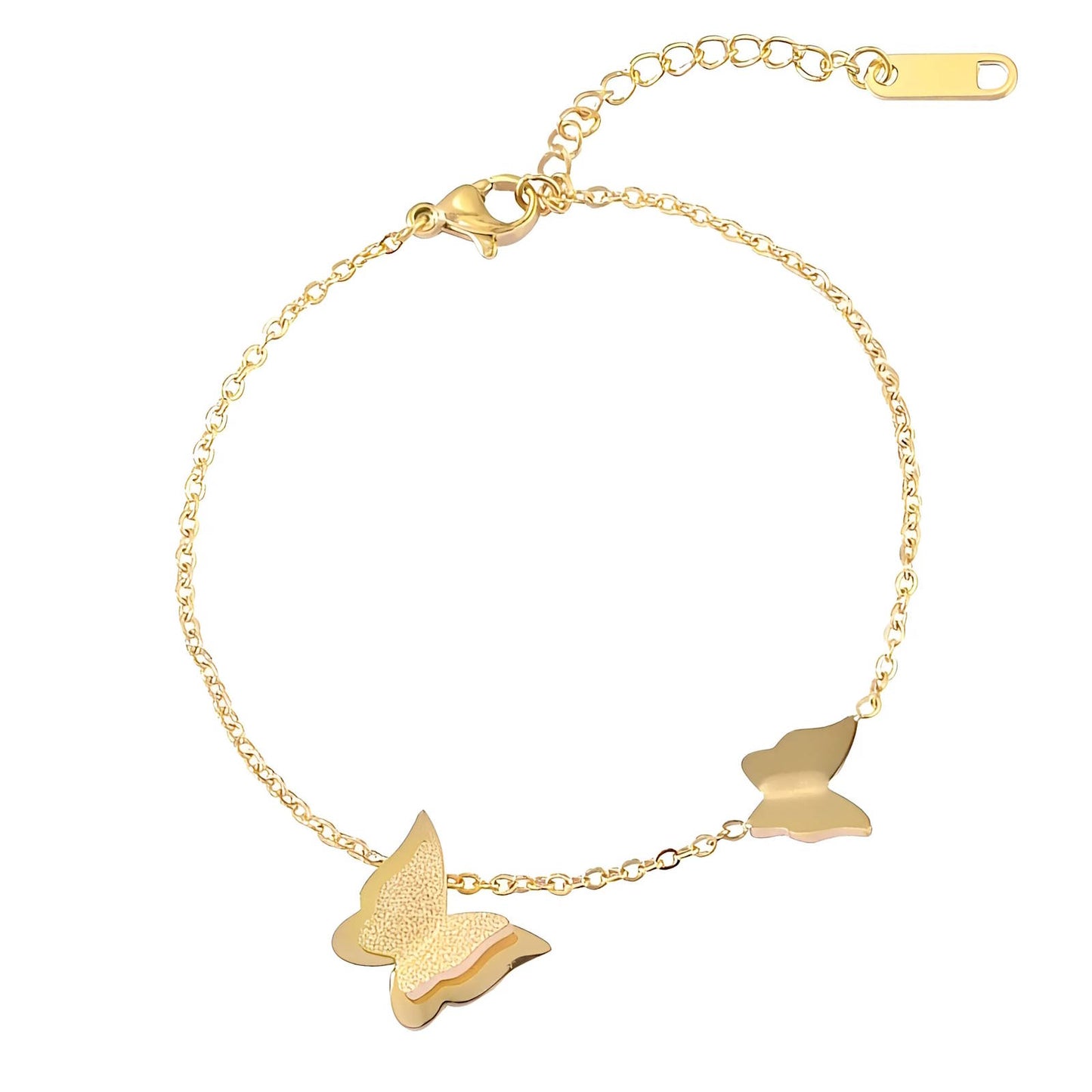 Pulsera Mariposas en acero inoxidable bañada en oro de 18K,