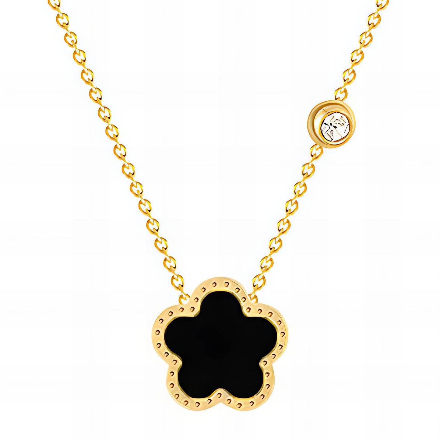 Delicate Flower Pendant in 18K Gold Plated Steel