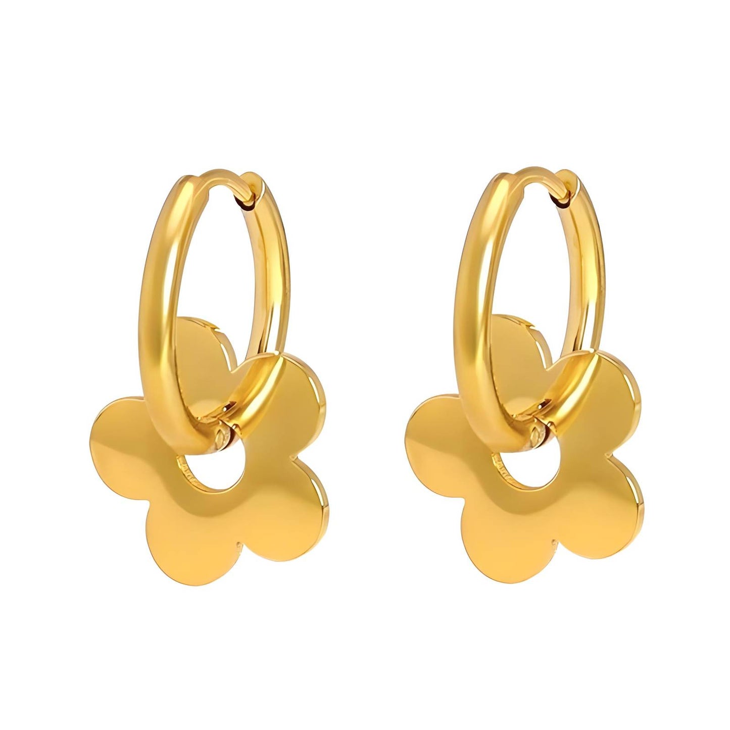 Pendientes Flores de acero inoxidable bañados en oro de 18K,