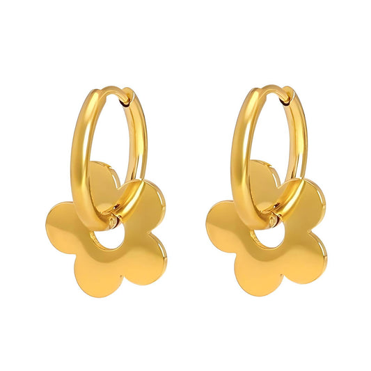 Pendientes Flores de acero inoxidable bañados en oro de 18K,