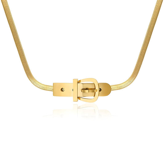 Fashion Belt Chain Necklace in 18K Gold Plated Steel