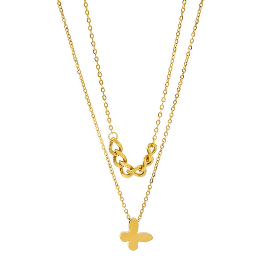 Dainty Butterfly Charm Necklace in 18K Gold Plated Steel