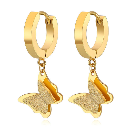 18K gold plated Stainless steel  Butterflies earrings,