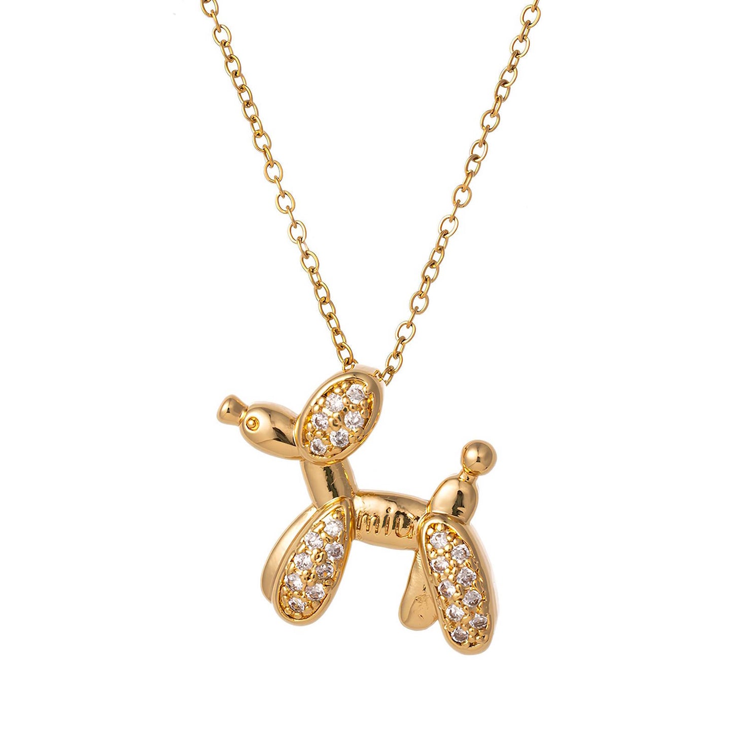 Cute Dog Charm Necklace in 18K Gold Plated Steel