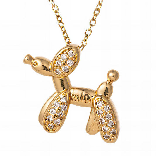 Cute Dog Charm Necklace in 18K Gold Plated Steel