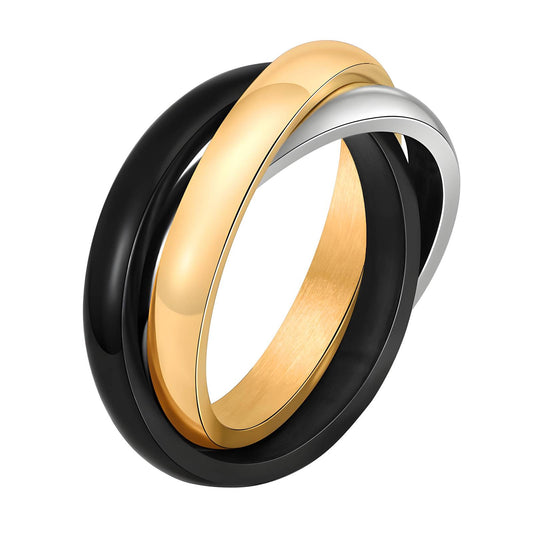 Trendy Statement Band Ring in 18K Gold Plated Steel