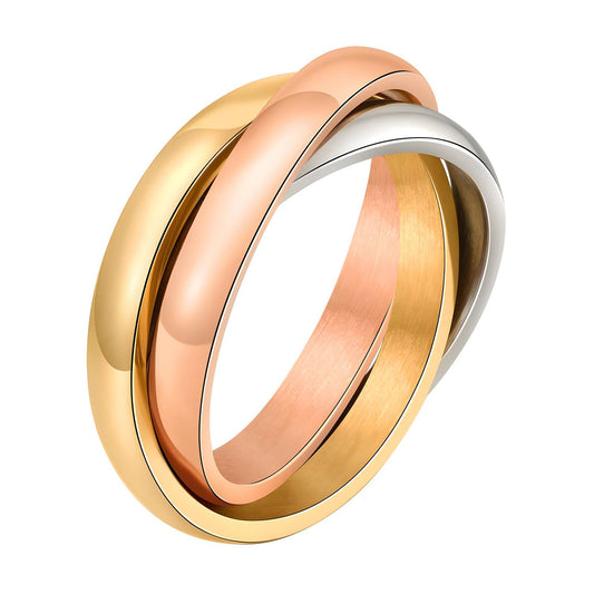 Contemporary Statement Band Ring in 18K Gold Plated Steel