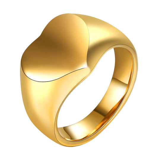 Classic Love Heart Ring in 18K Gold Plated Steel