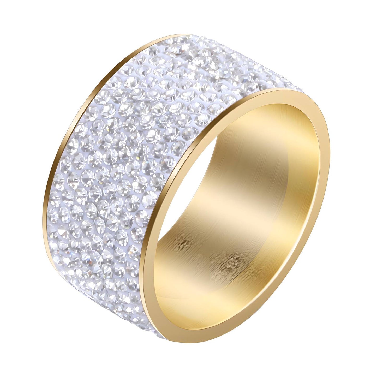 Contemporary Statement Band Ring in 18K Gold Plated Steel