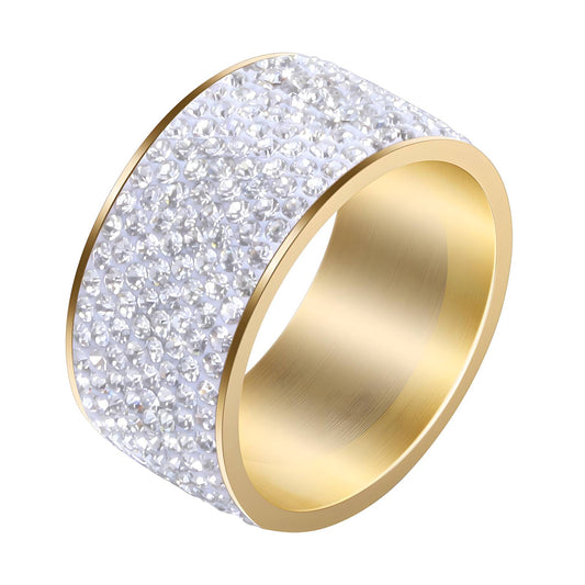 Contemporary Statement Band Ring in 18K Gold Plated Steel