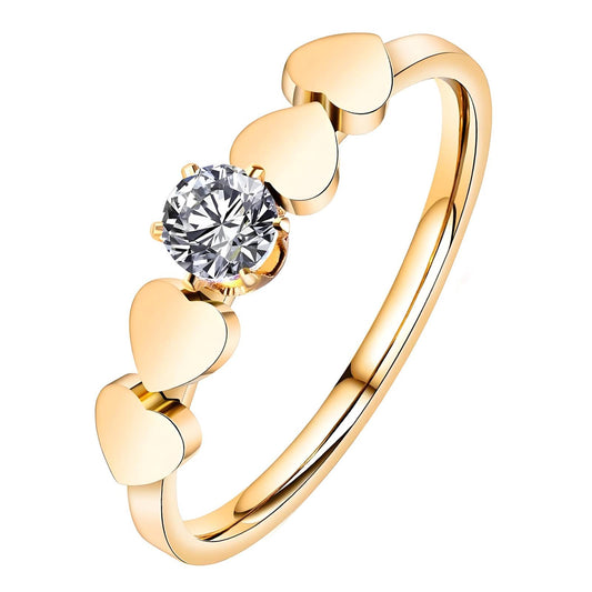 Delicate Double Hearts Ring in 18K Gold Plated Steel