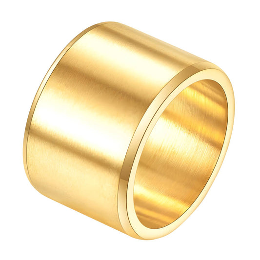 Modern Statement Band Ring in 18K Gold Plated Steel