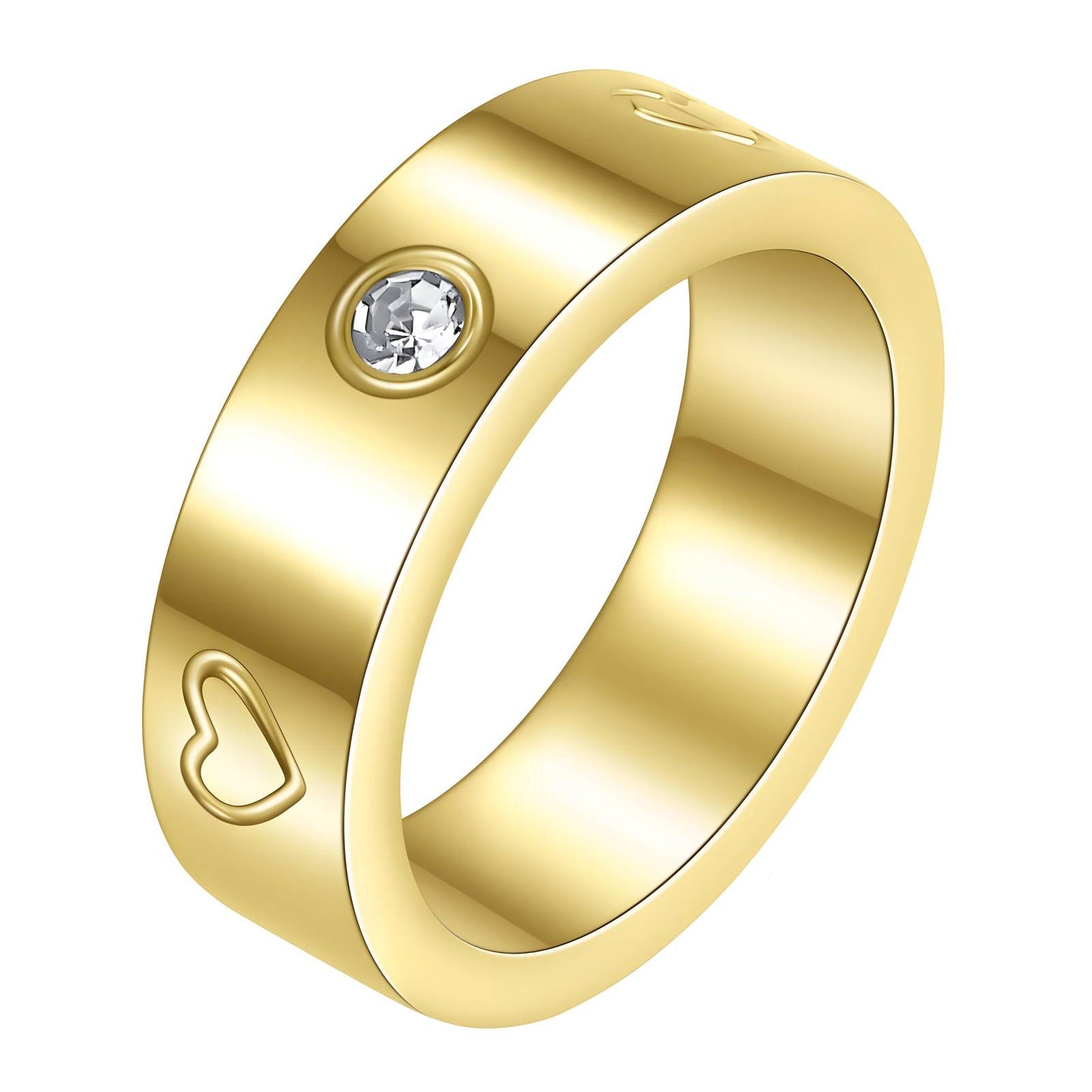 Classic Double Hearts Ring in 18K Gold Plated Steel