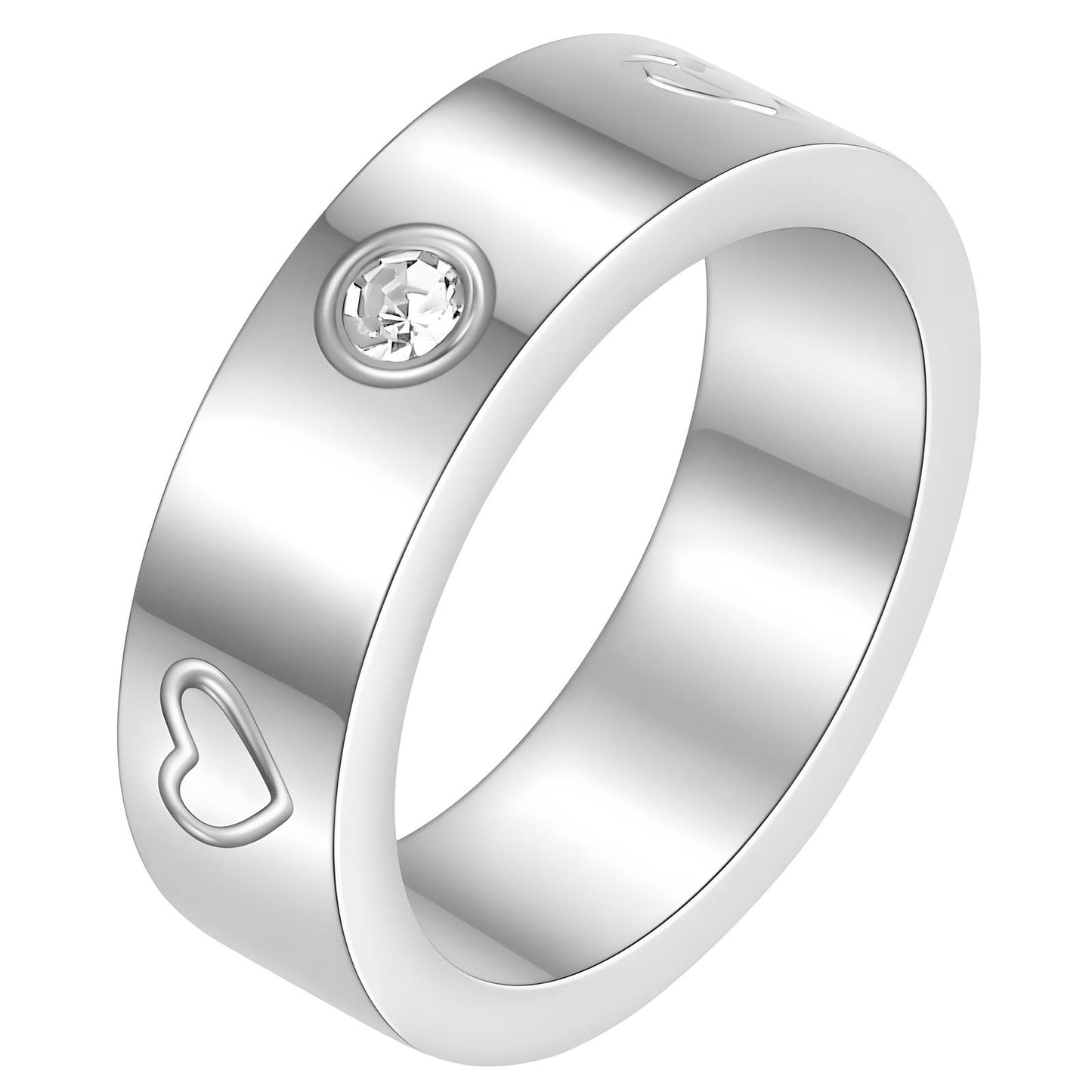 Romantic Double Hearts Ring in Stainless Steel