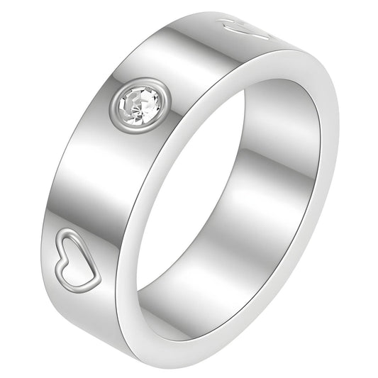 Romantic Double Hearts Ring in Stainless Steel