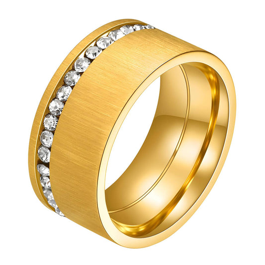 Elegant Statement Band Ring in 18K Gold Plated Steel