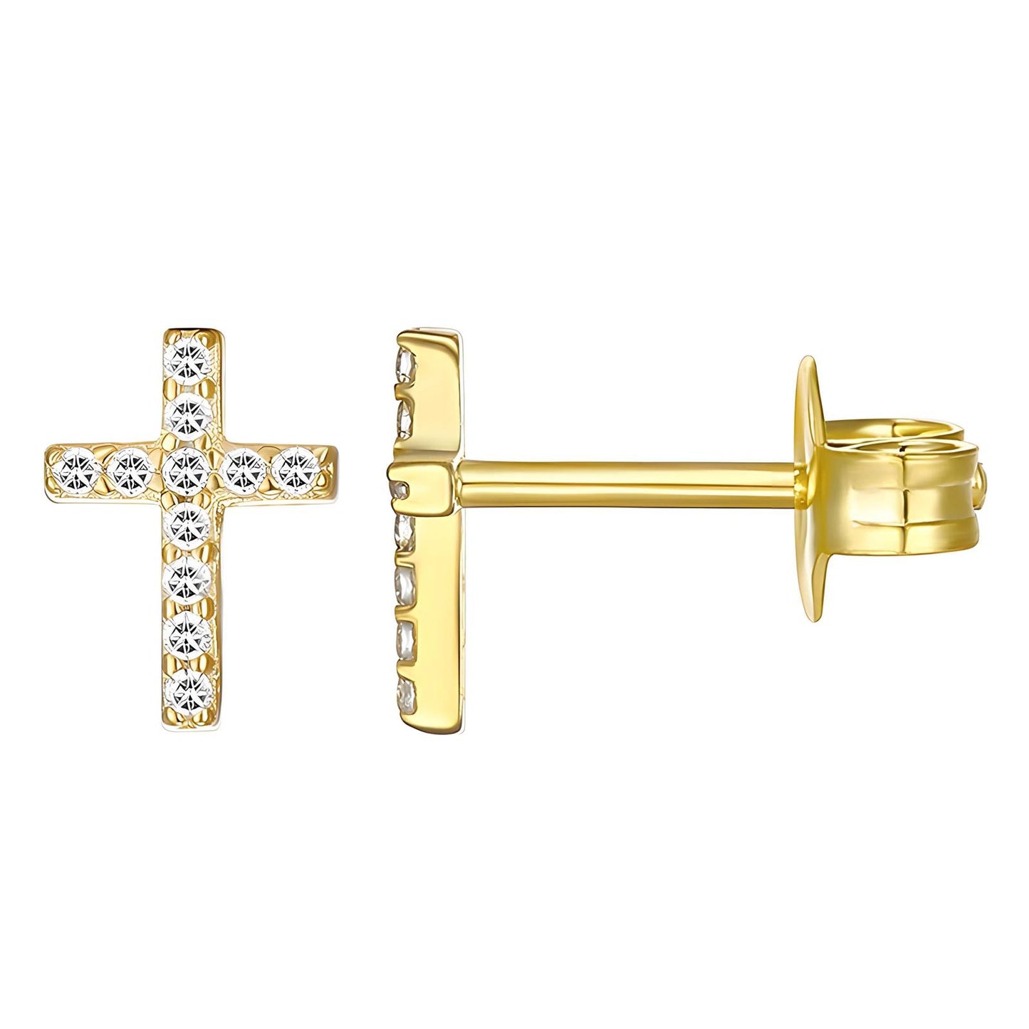 18K gold plated Stainless steel  Crosses earrings,