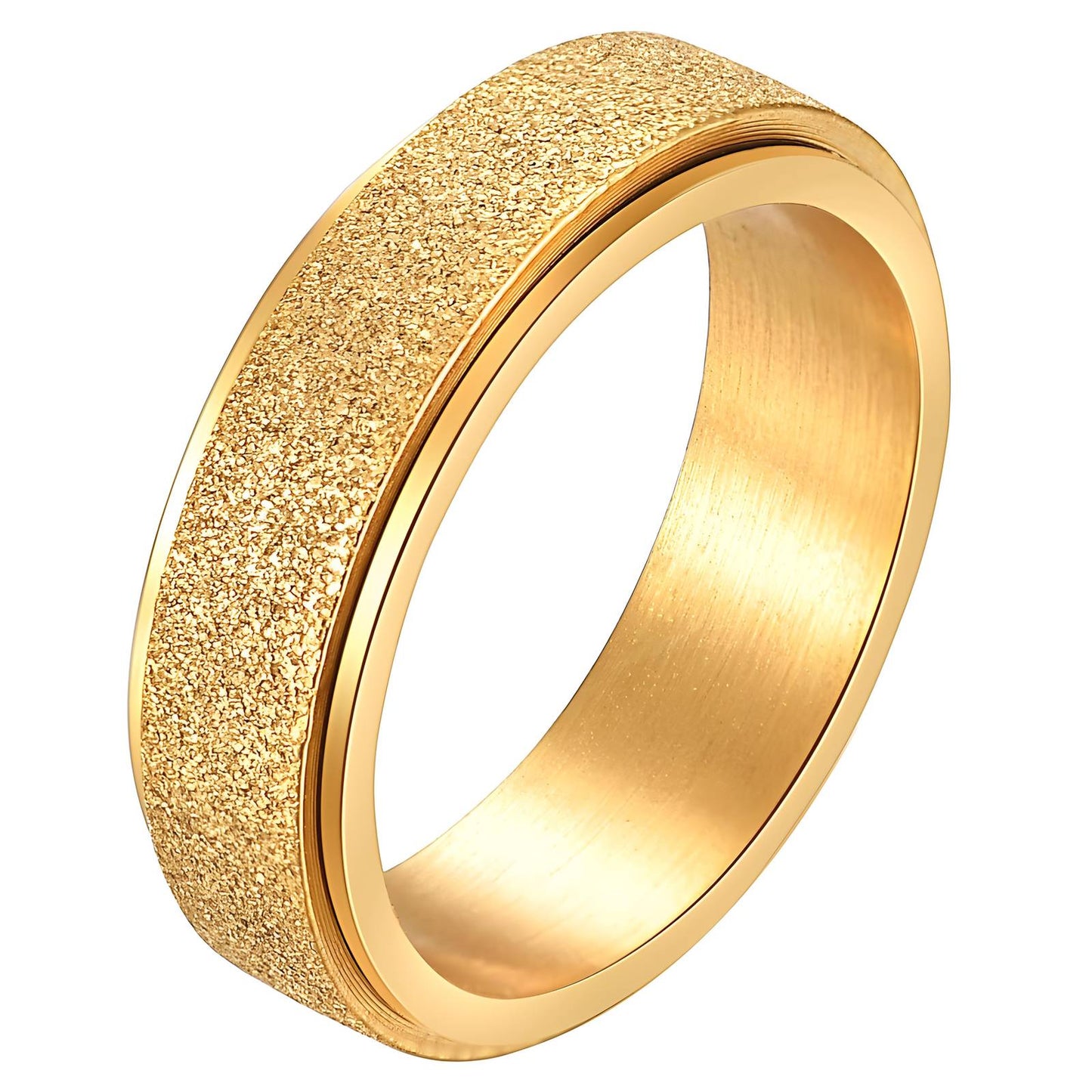 Contemporary Statement Band Ring in 18K Gold Plated Steel