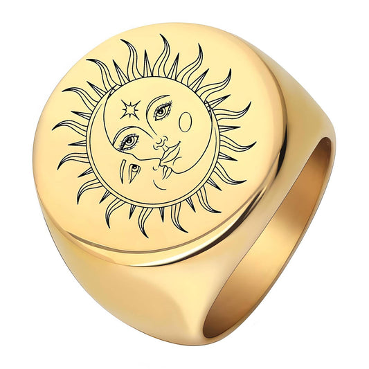 Celestial Sun Ring in 18K Gold Plated Steel