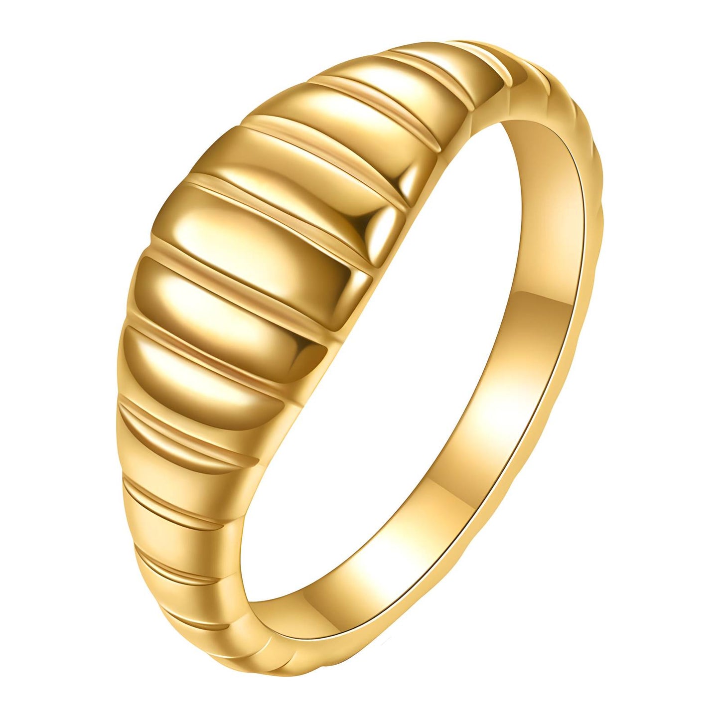 Luxe Statement Band Ring in 18K Gold Plated Steel