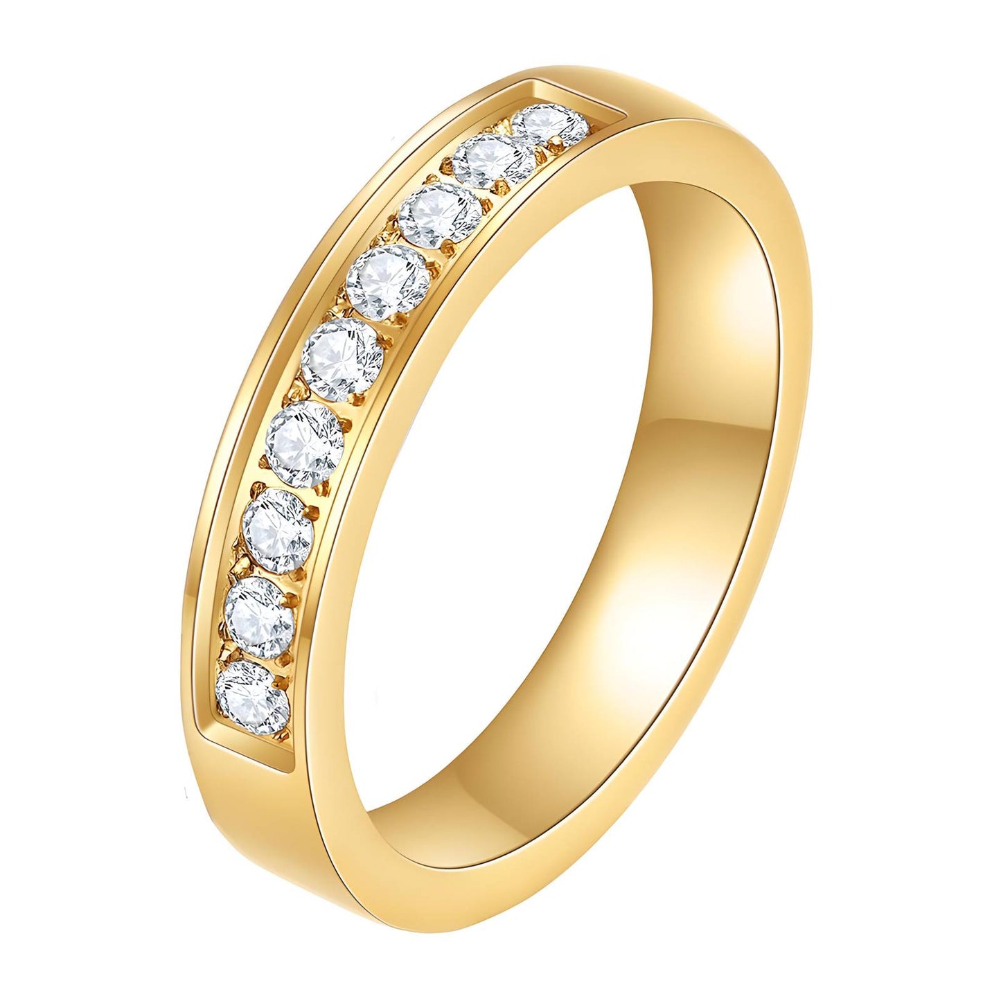 Elegant Statement Band Ring in 18K Gold Plated Steel