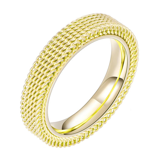 Contemporary Statement Band Ring in 18K Gold Plated Steel