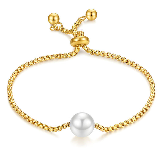 Elegant Link Bracelet in 18K Gold Plated Steel