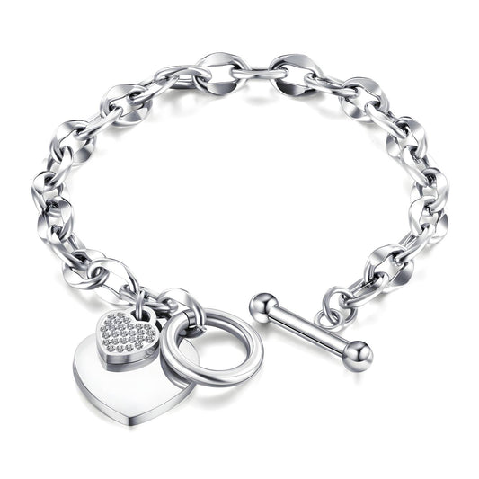 Love Heart Chain Bracelet in Stainless Steel