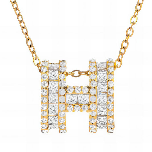 Initial Letter H Necklace in 18K Gold Plated Steel