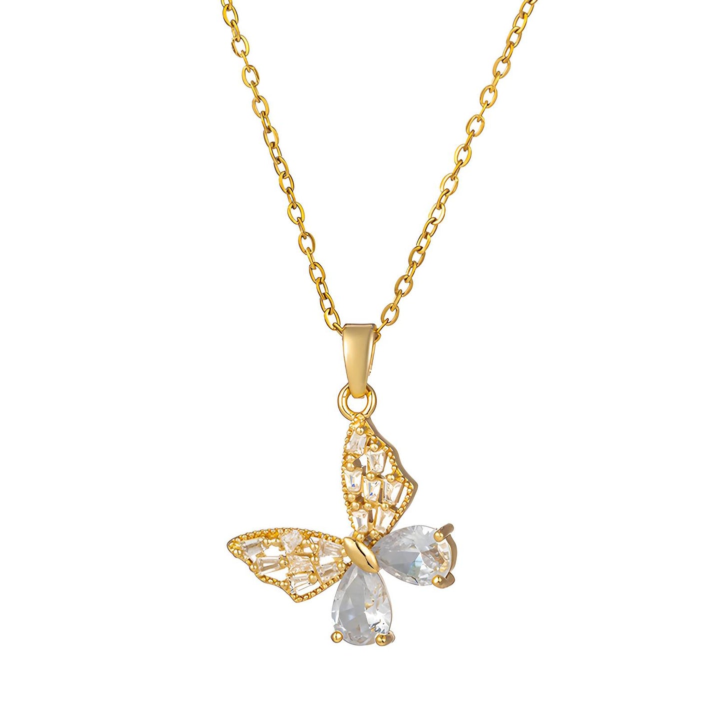 Delicate Butterfly Pendant in 18K Gold Plated Steel