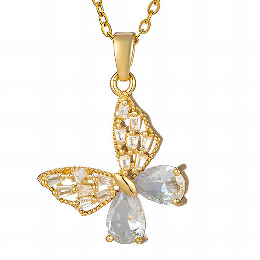 Delicate Butterfly Pendant in 18K Gold Plated Steel