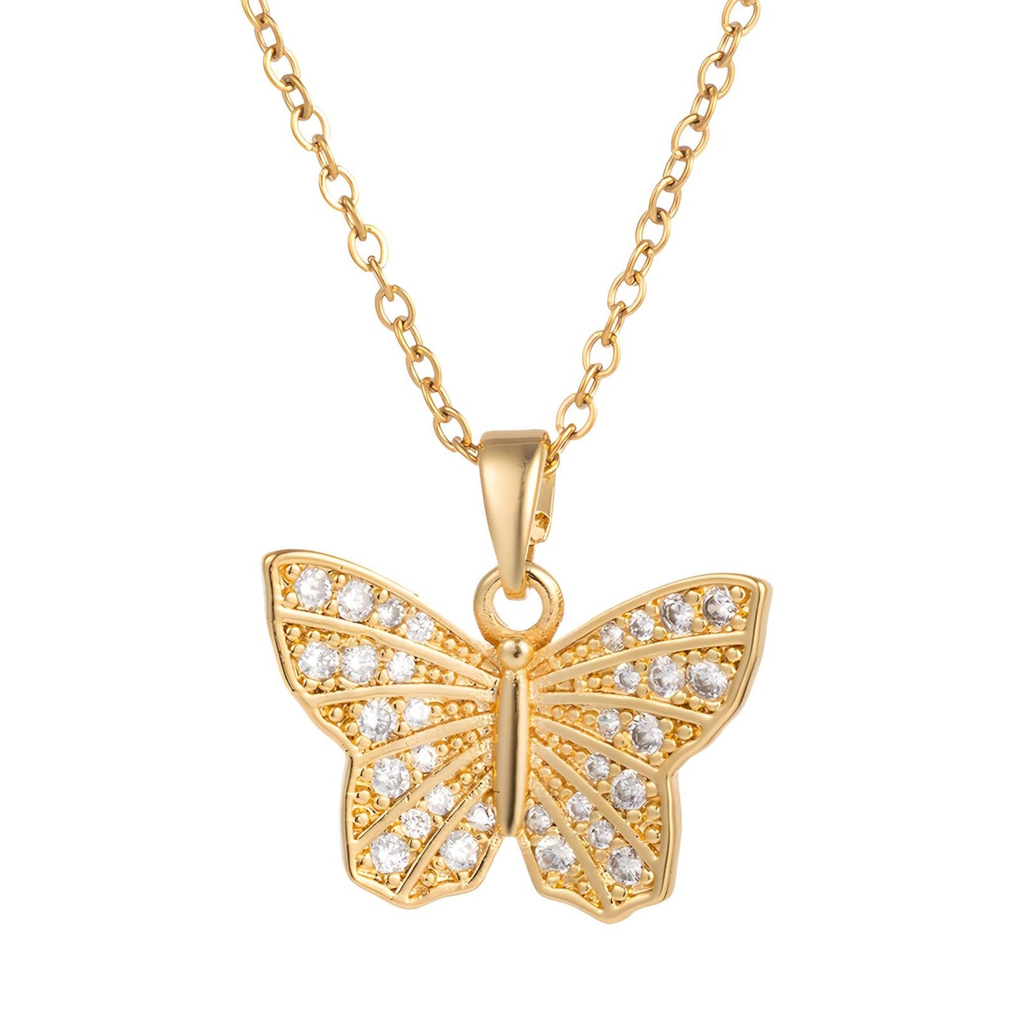 Dainty Butterfly Pendant in 18K Gold Plated Steel