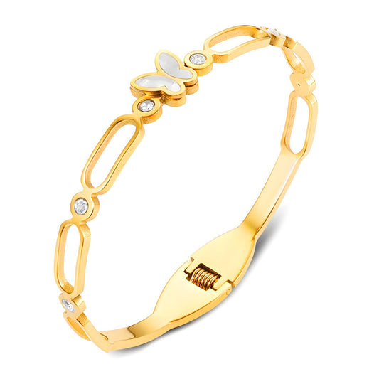 Dainty Butterfly Bangle – 18K Gold-Plated, Hypoallergenic