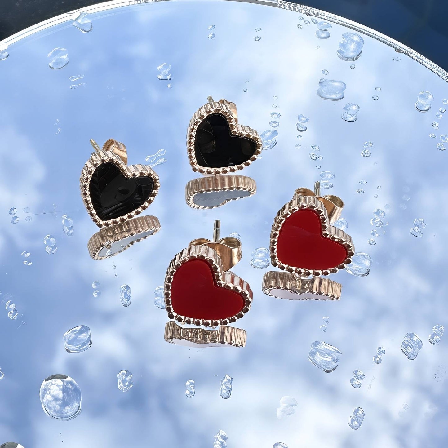 18K gold plated Stainless steel  Hearts earrings,