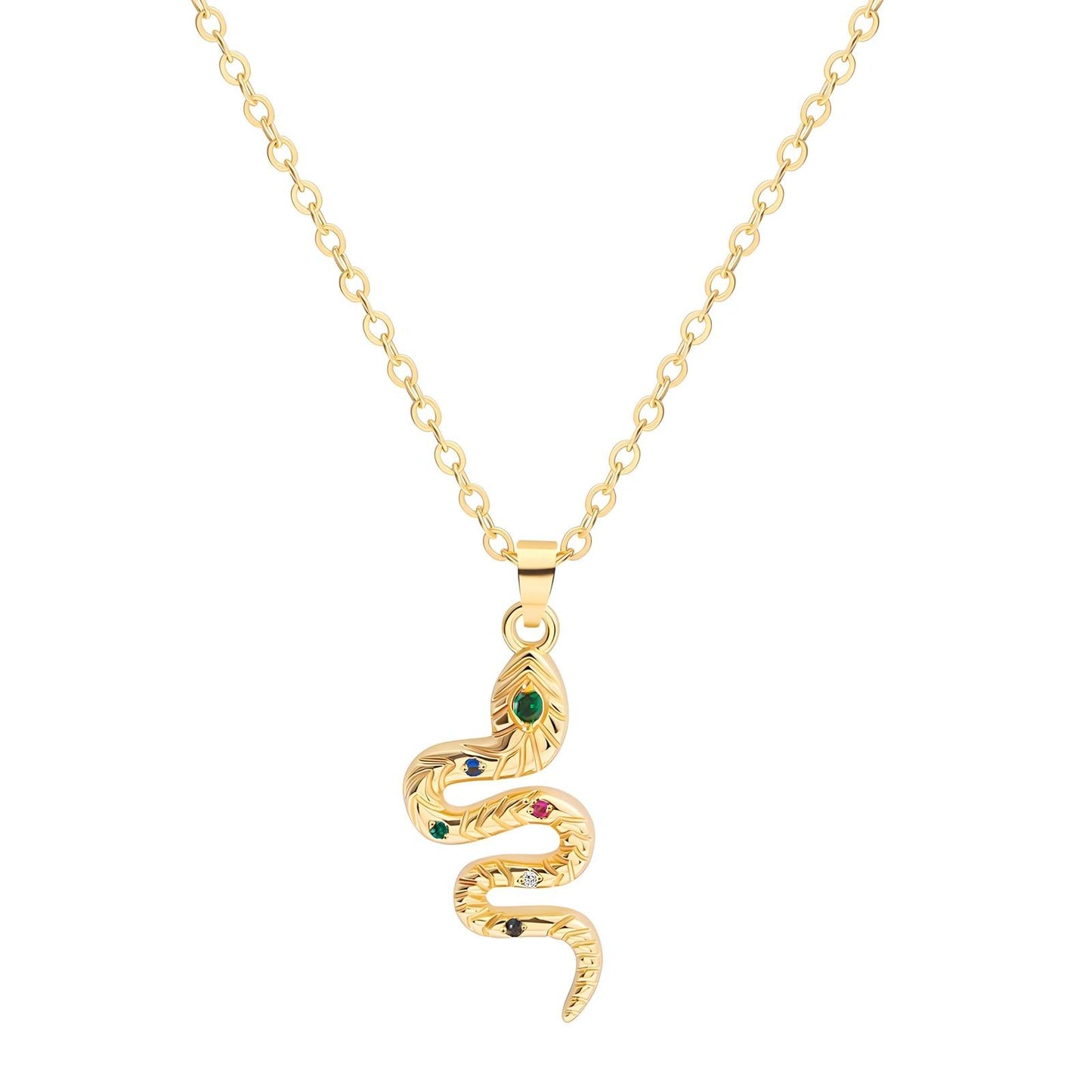 Serpent Charm Necklace in 18K Gold Plated Steel