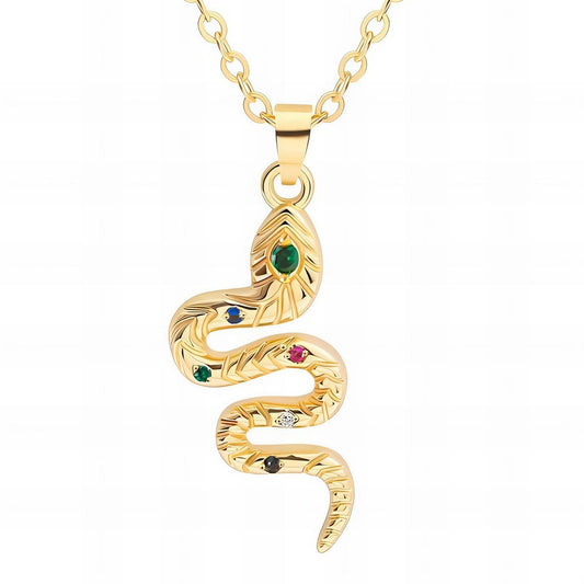 Serpent Charm Necklace in 18K Gold Plated Steel