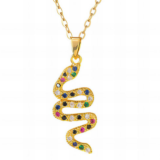 Mystic Snake Design Necklace in 18K Gold Plated Steel