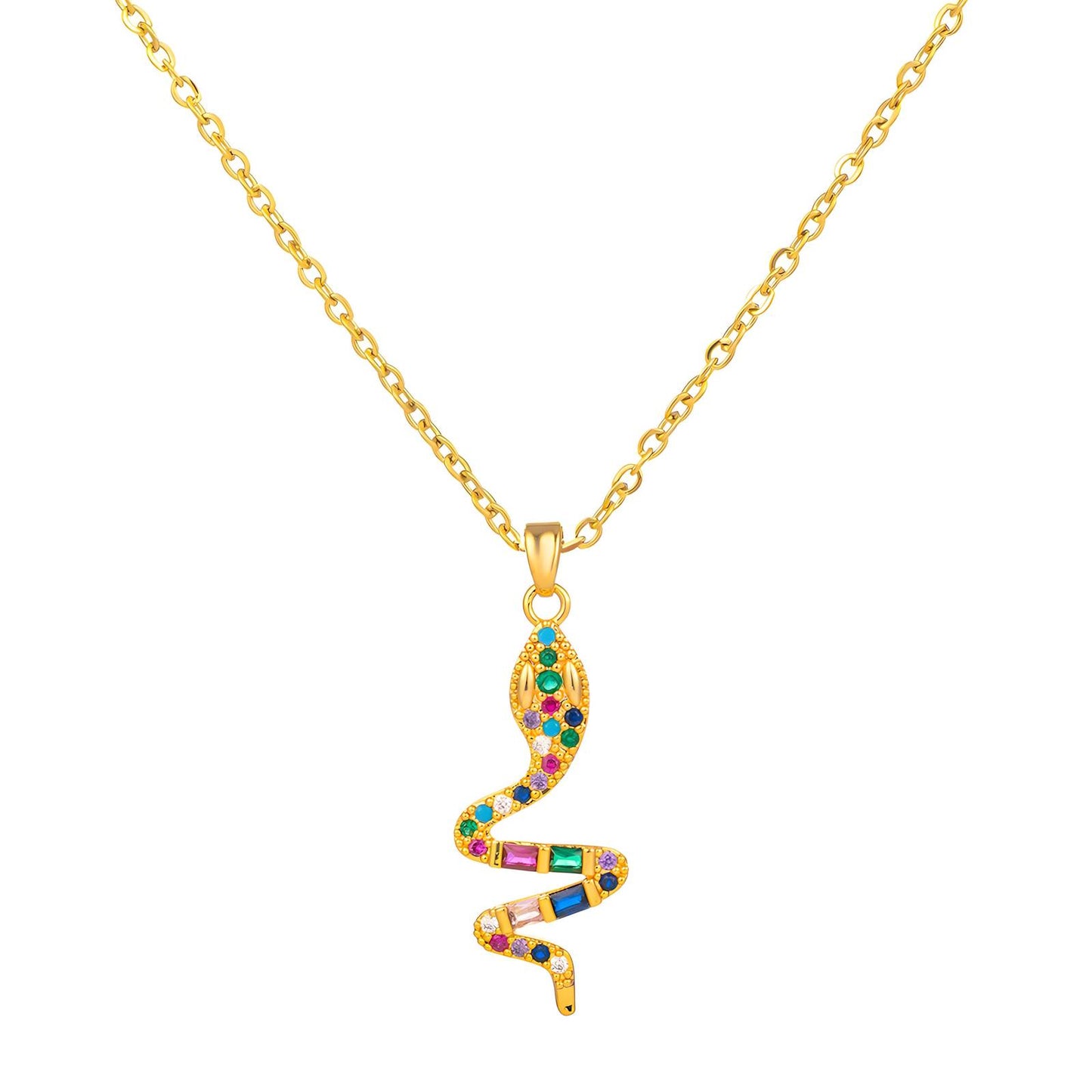 Serpent Charm Necklace in 18K Gold Plated Steel