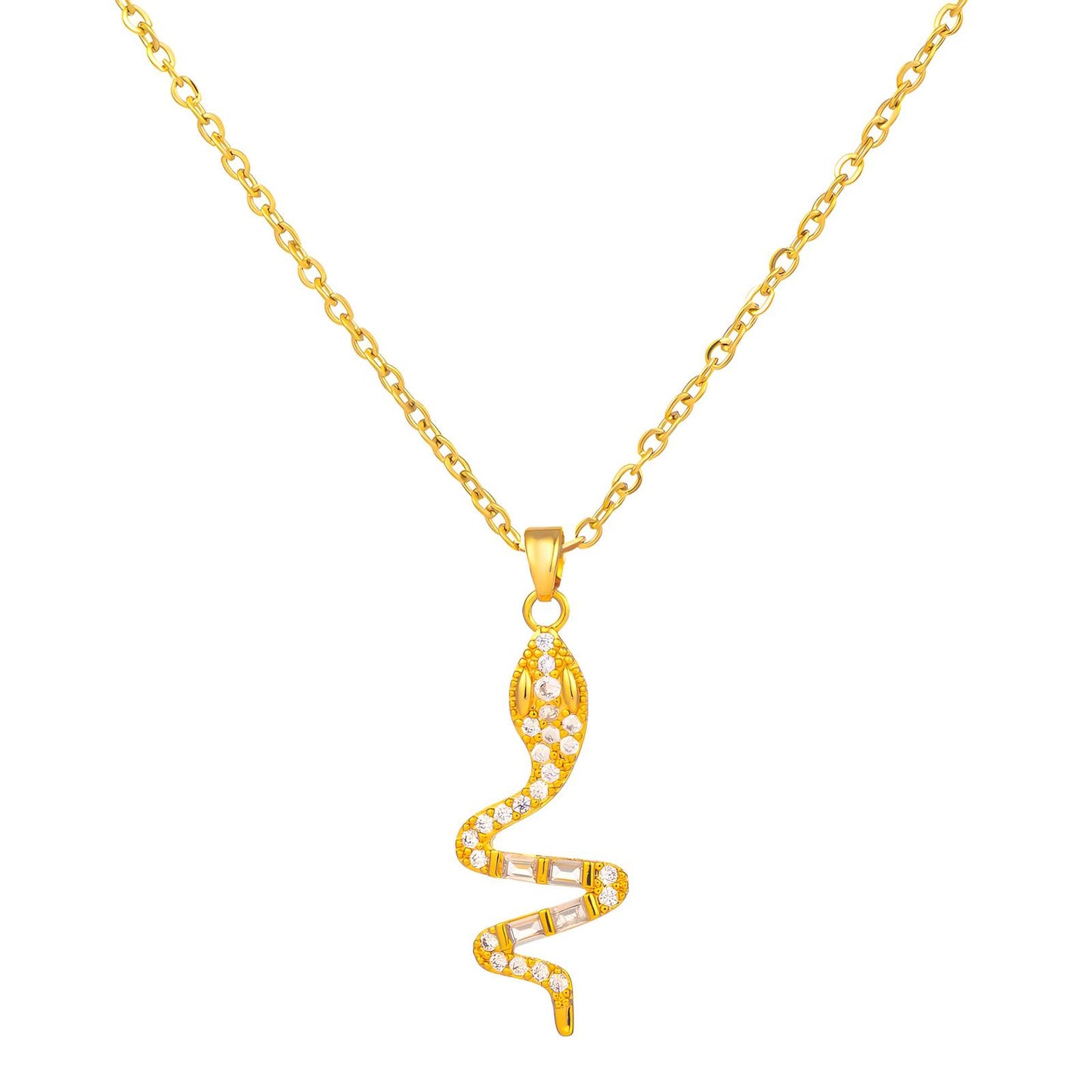 Mystic Snake Design Necklace in 18K Gold Plated Steel