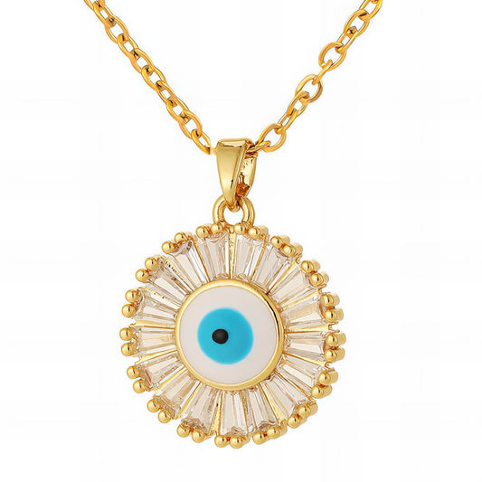 Protection Evil Eye Necklace in 18K Gold Plated Steel