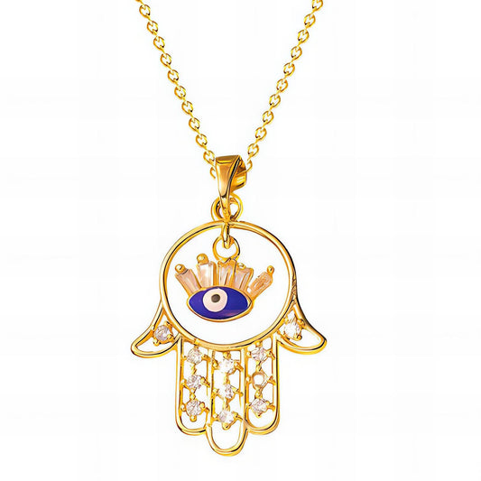 Protection Evil Eye Pendant Necklace in 18K Gold Plated Steel