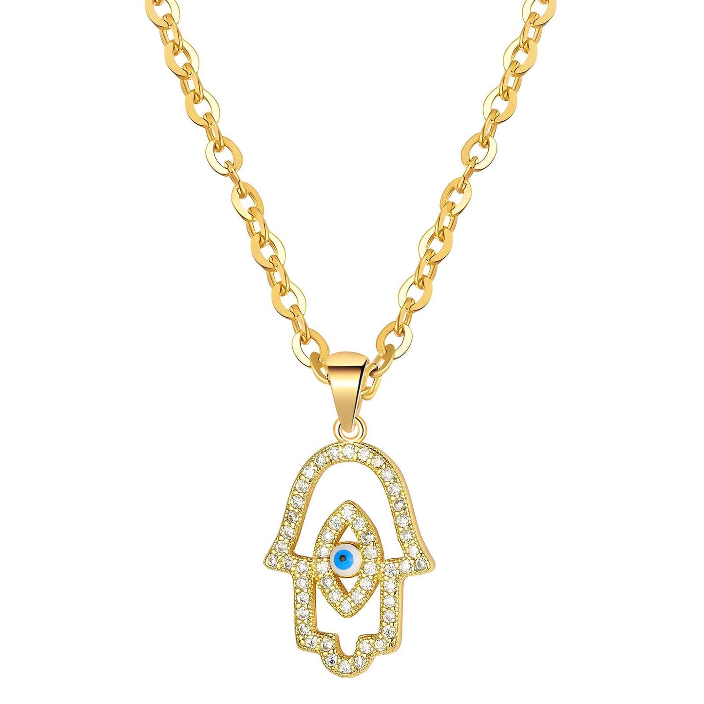 Protection Evil Eye Pendant in 18K Gold Plated Steel